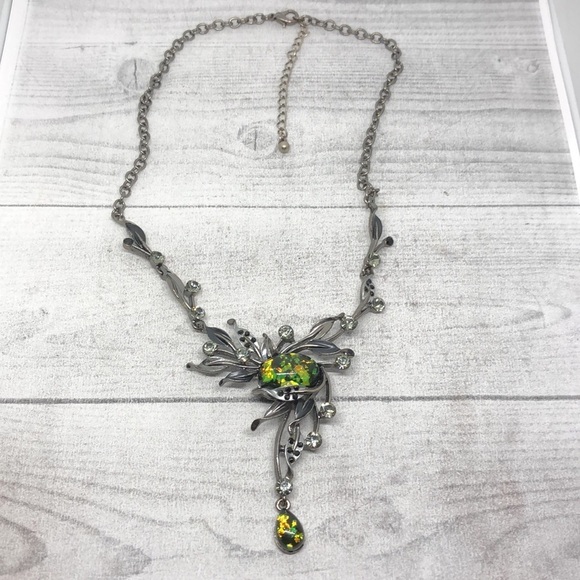 Gunmetal fantasy flower statement necklace - Picture 2 of 5